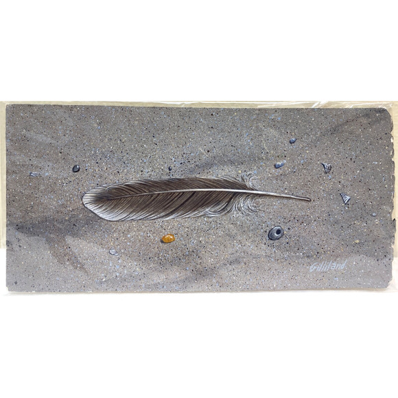 Feather on Sand by Arlon Gilliland Signed Original Painting - Picture 1 of 4